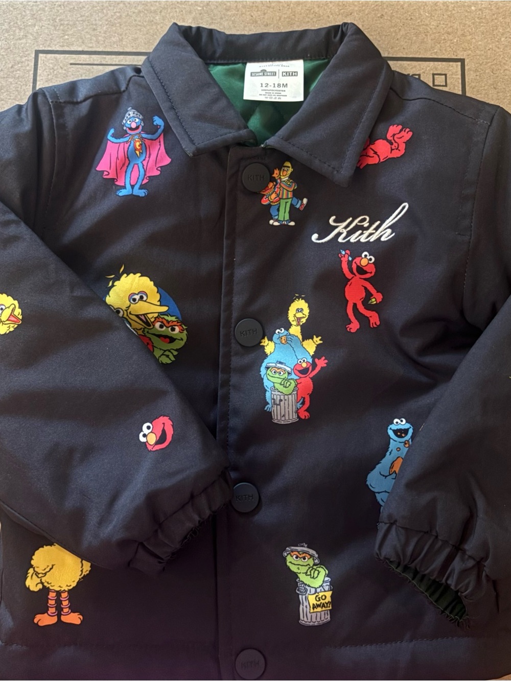 Kith Kids Black Sesame Street Patchwork Puffer Jacket